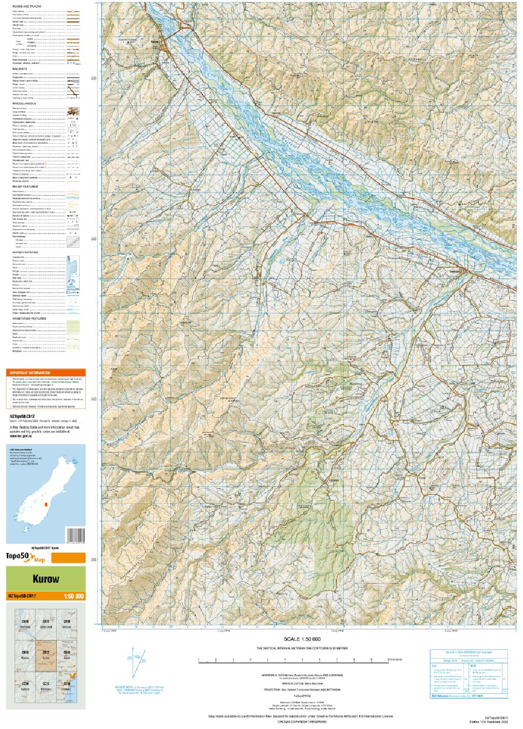 Topo map of Kurow