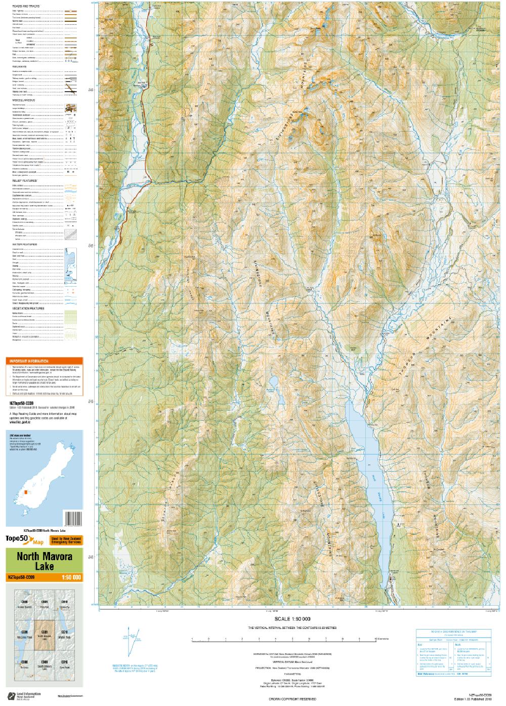 Topo map of North Mavora Lake