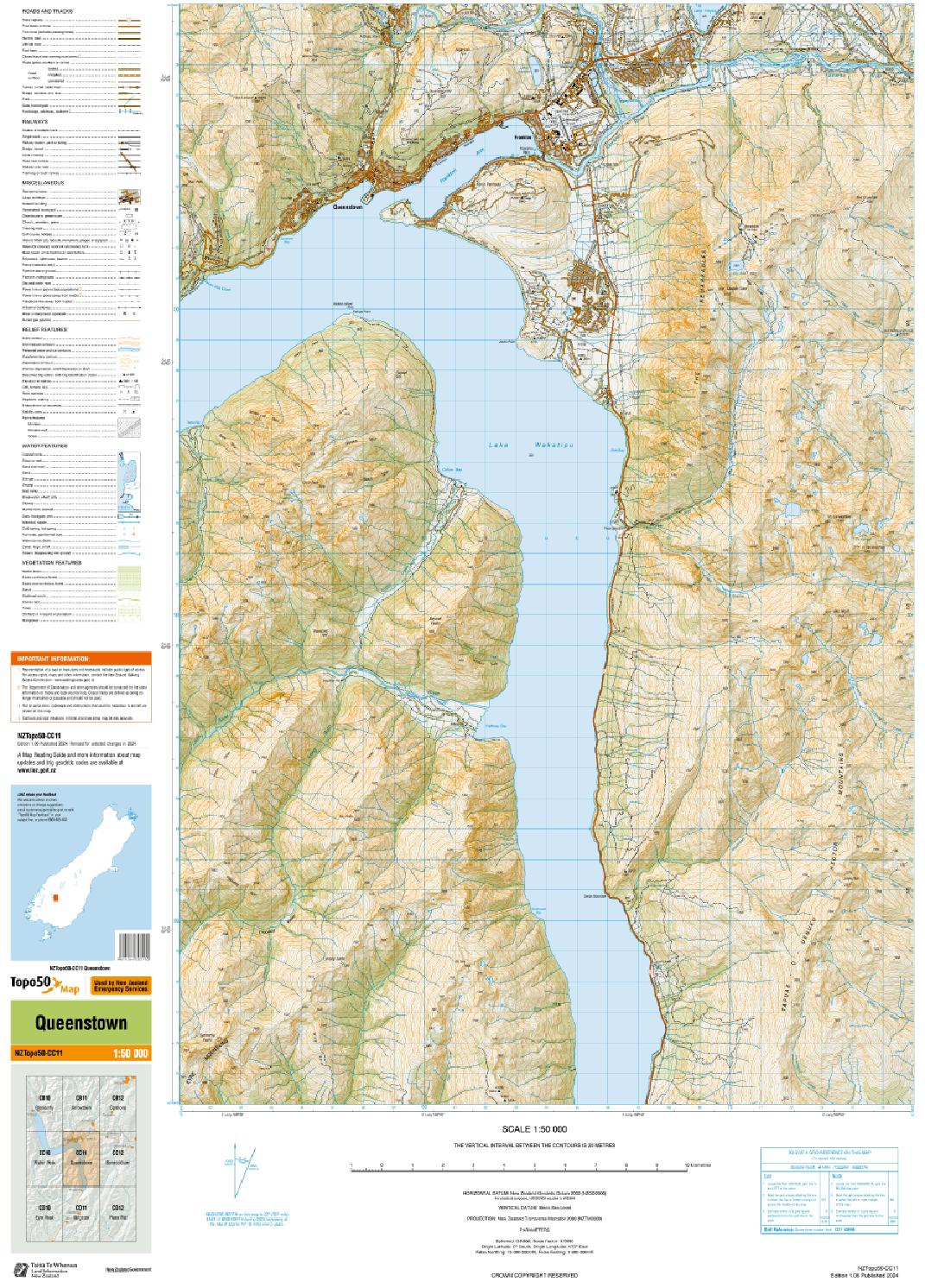 Topo map of Queenstown