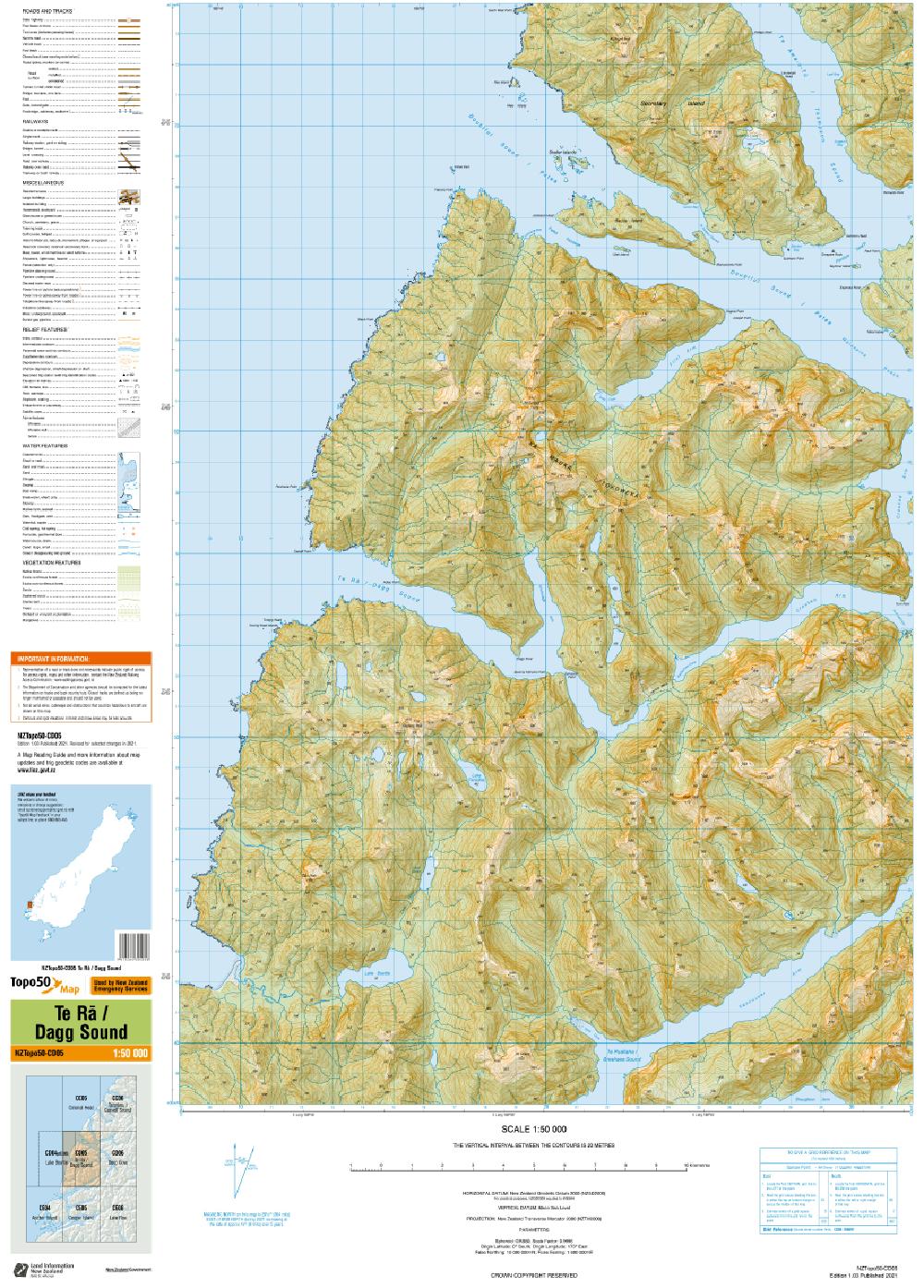 Topo map of Te Rā/Dagg Sound