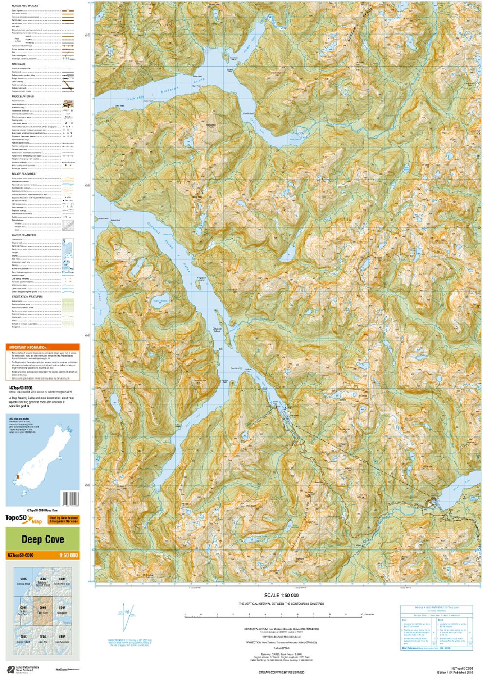 Topo map of Deep Cove