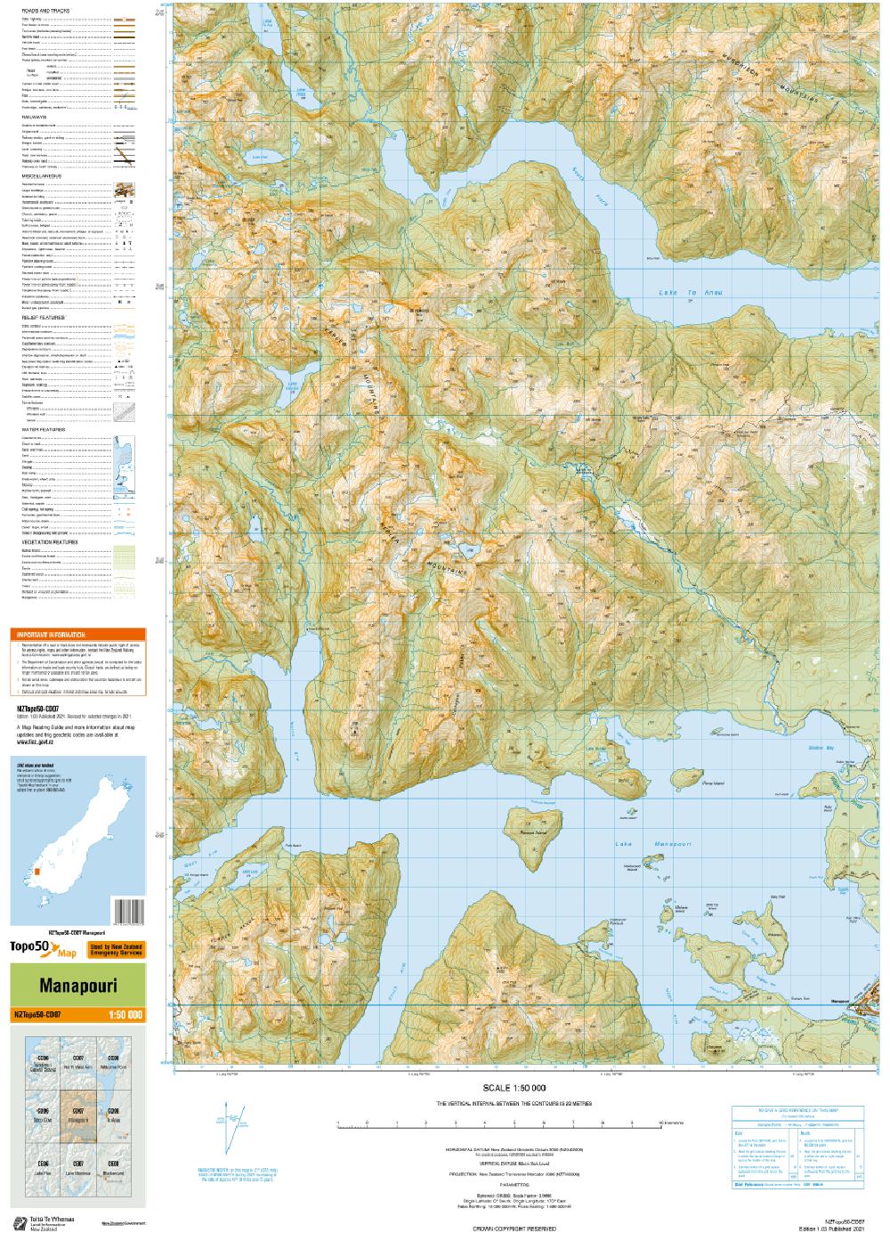 Topo map of Manapouri
