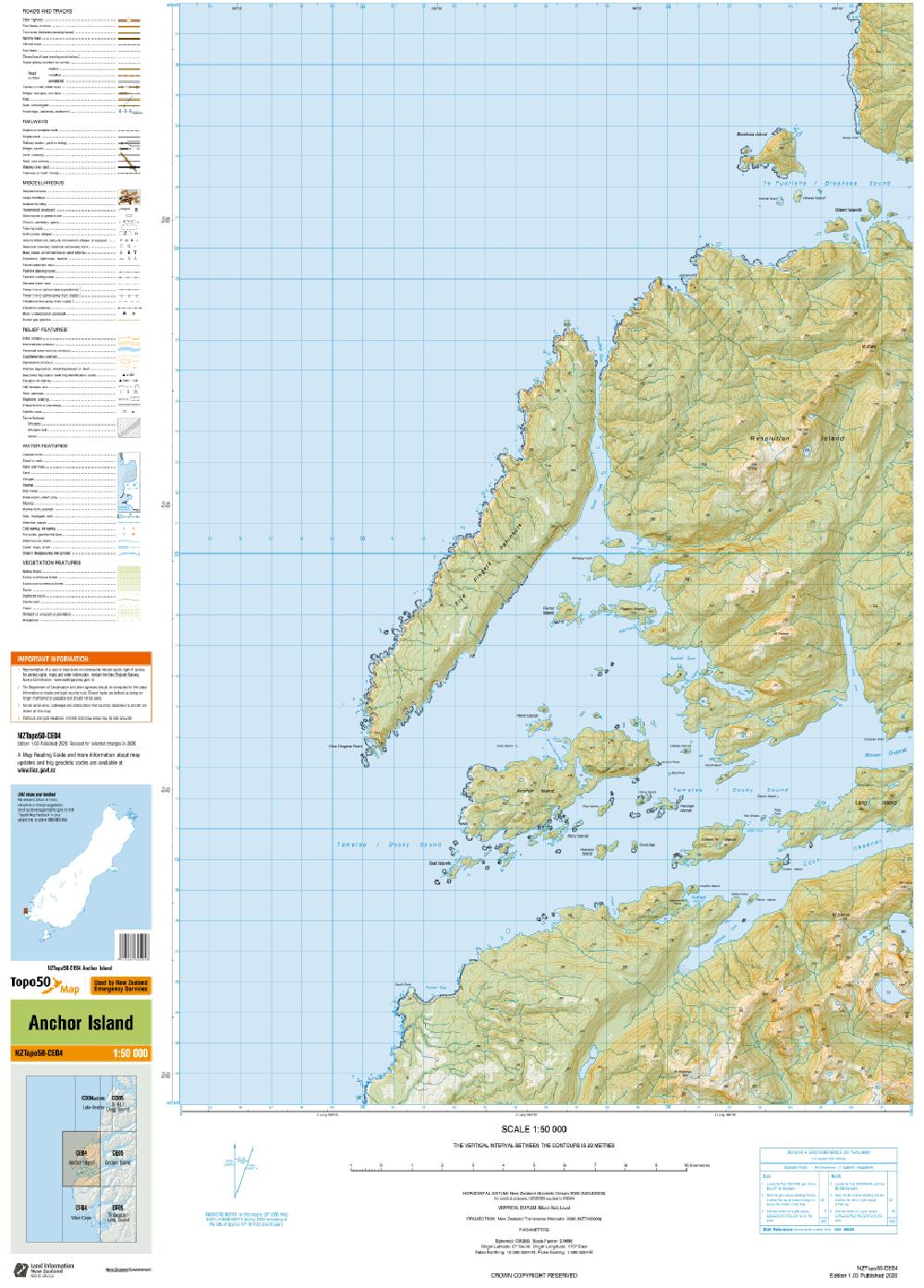 Topo map of Anchor Island