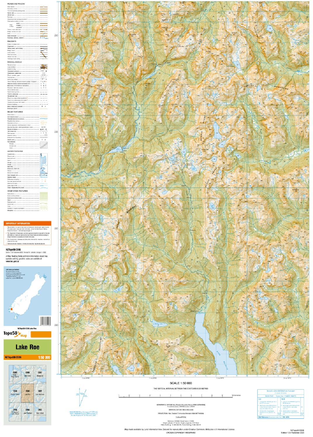 Topo map of Lake Roe
