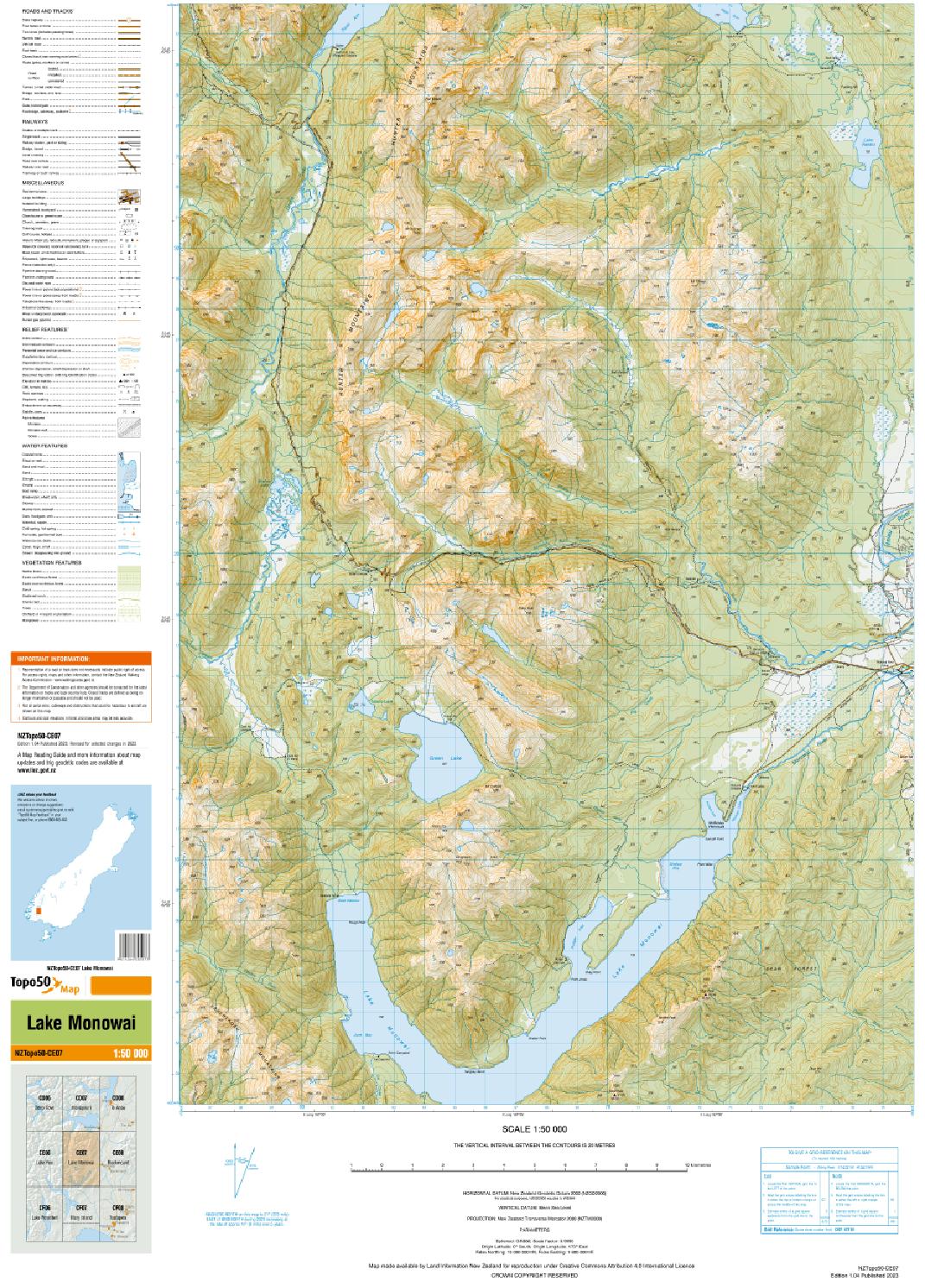 Topo map of Lake Monowai