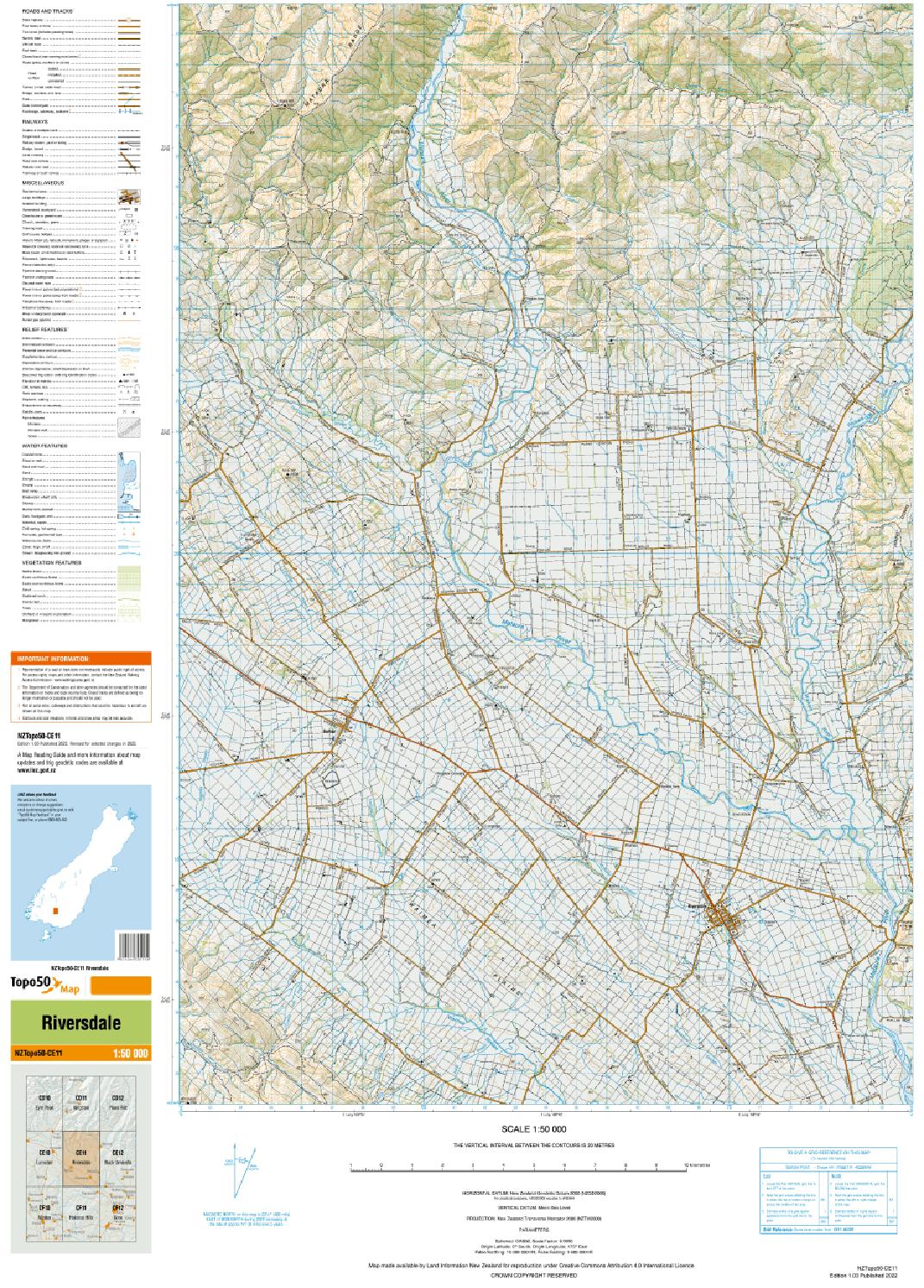 Topo map of Riversdale