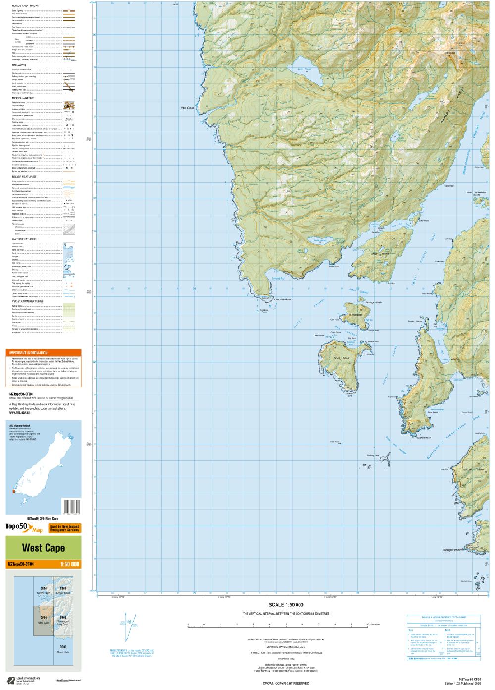 Topo map of West Cape