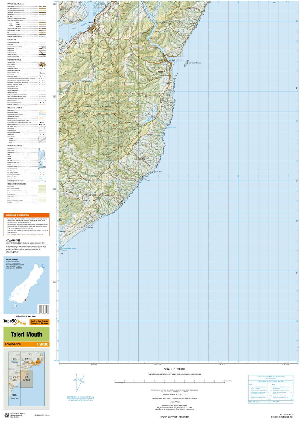 Topo map of Taieri Mouth