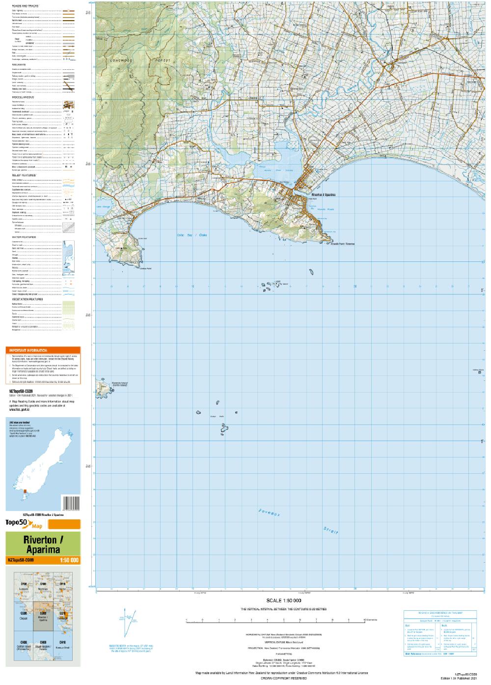 Topo map of Riverton / Aparima