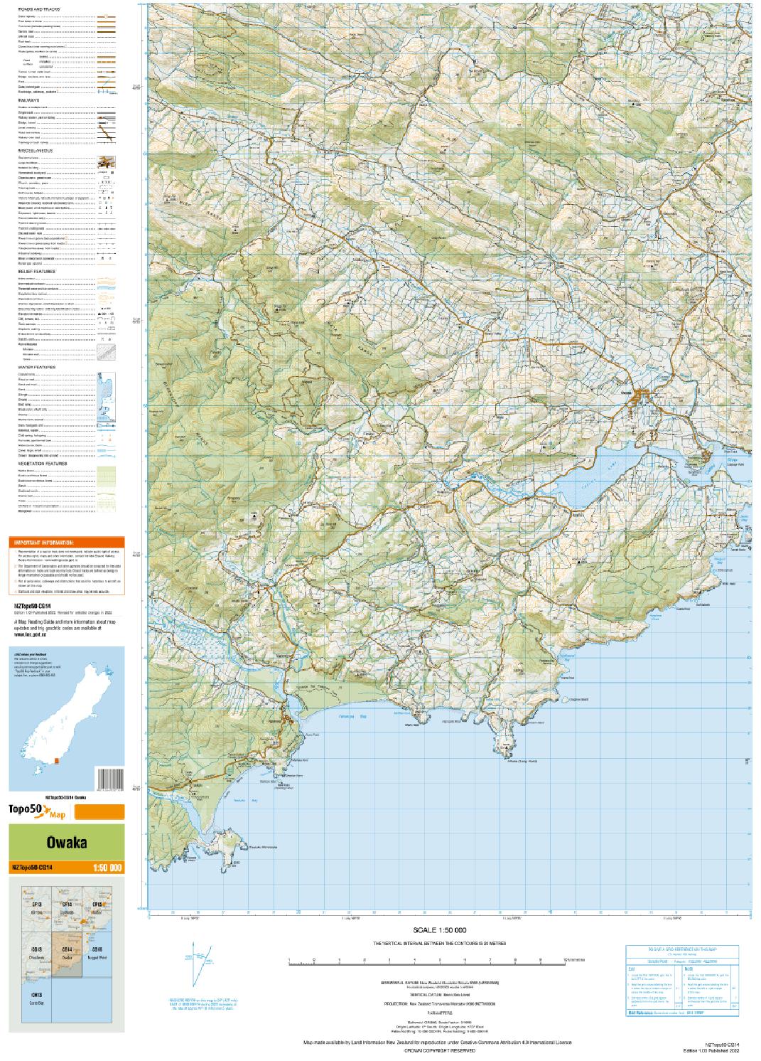 Topo map of Owaka