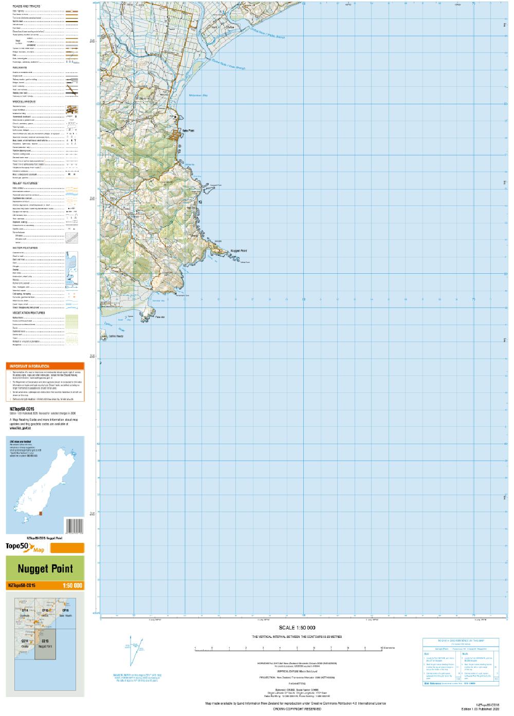 Topo map of Nugget Point