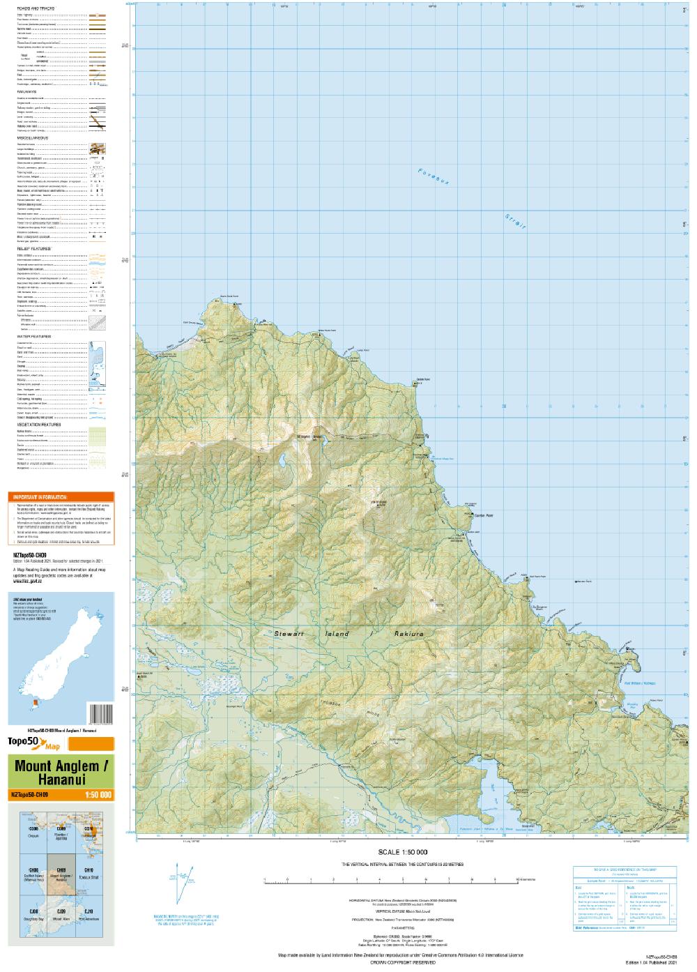 Topo map of Mount Anglem / Hananui