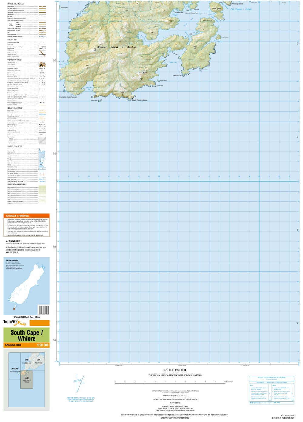 Topo map of South Cape / Whiore